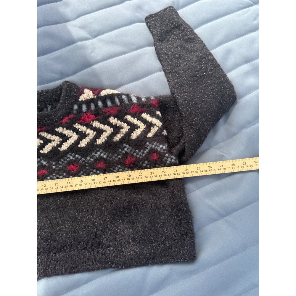 Frye Womens Black Boucle Fair Isle Southwestern Cropped Sweater Large L - Picture 5 of 6